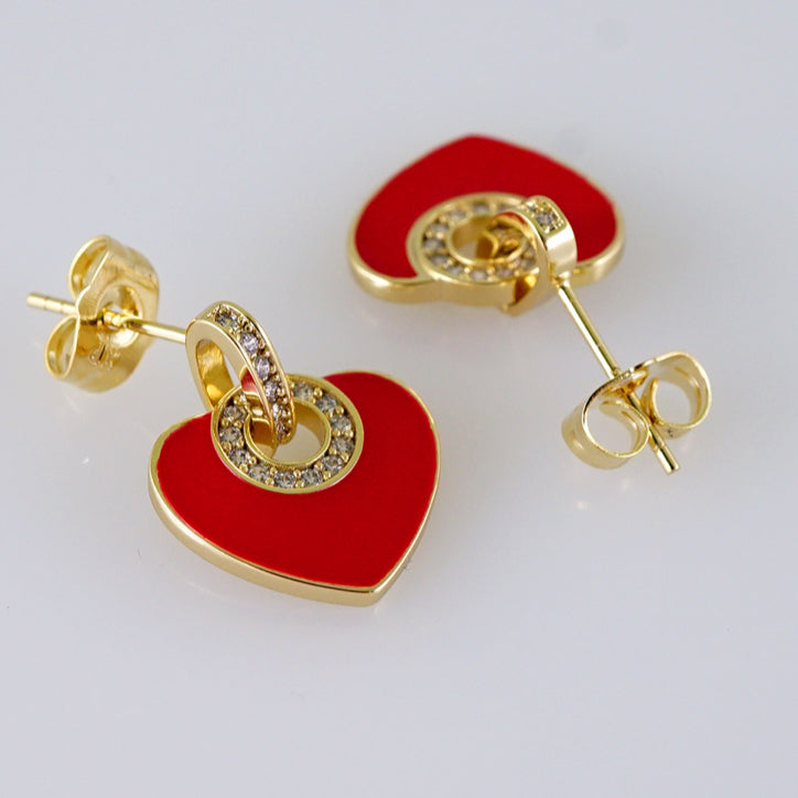 Red heart earrings