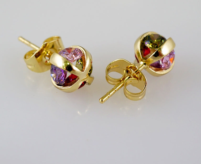 Multicolor Diamond Stud Earrings