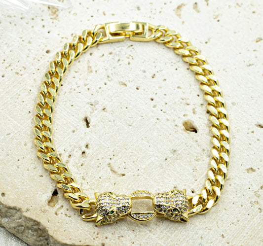 Double Leopard Cuban bracelet