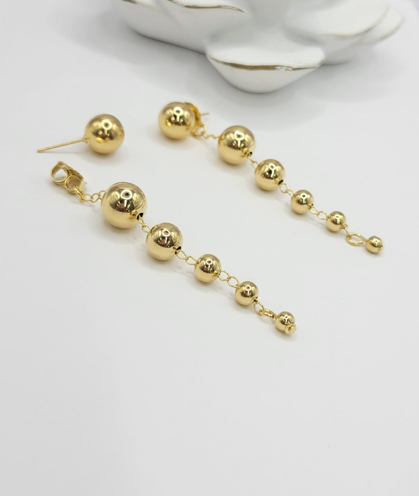 Six ball drop earrings