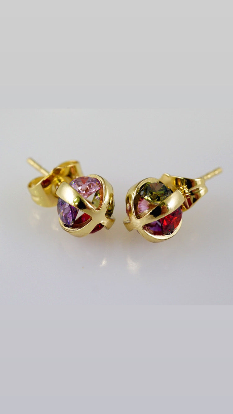 Multicolor Diamond Stud Earrings