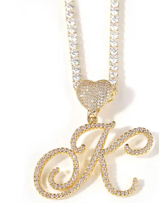 Iced out letter necklace