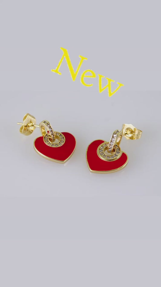 Red heart earrings